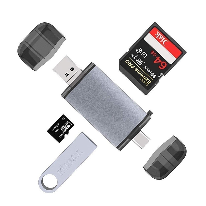 Farraige® 6 in 1 with OTG, SD Card Reader, USB Type C, USB 3.0 and Micro USB, for Memory Card | Portable| Compatible with TF, SD, Micro SD, SDHC, SDXC, MMC, RS-MMC, Micro SDXC