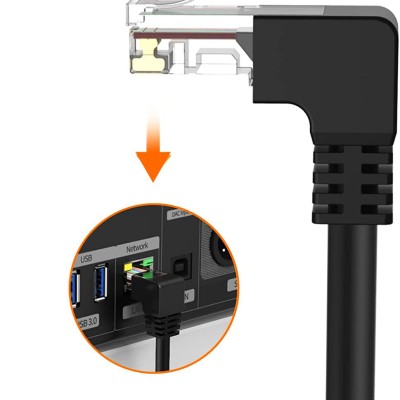 CableCreation Angle CAT6 Ethernet Patch Cable(10 Feet), Downward Angled Lan Cable with 50U Gold Plated Contact, Black Color CableCreation Angle CAT6 Ethernet Patch Cable(10 Feet), Downward Angled Lan Cable with 50U Gold Plated Contact, Black Color