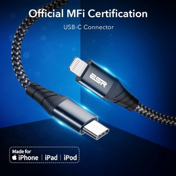 Esr Usb-C To Lightning Cable, (1 Meter, Mfi-Certified), Pd Fast Charging Adapter Cable For Iphone 13/13 Mini/13 Pro/13 Pro Max/12/12 Mini/12 Pro/12 Pro Max/Se 2022/11/Xr,Braided Nylon,(Pack of 1),Blk Esr Usb-C To Lightning Cable, (1 Meter, Mfi-Certified), Pd Fast Charging Adapter Cable For Iphone 13/13 Mini/13 Pro/13 Pro Max/12/12 Mini/12 Pro/12 Pro Max/Se 2022/11/Xr,Braided Nylon,(Pack of 1),Blk