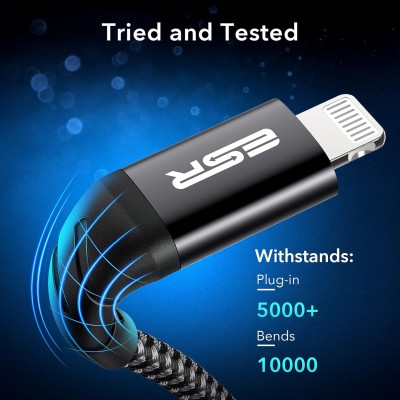 Esr Usb-C To Lightning Cable, (1 Meter, Mfi-Certified), Pd Fast Charging Adapter Cable For Iphone 13/13 Mini/13 Pro/13 Pro Max/12/12 Mini/12 Pro/12 Pro Max/Se 2022/11/Xr,Braided Nylon,(Pack of 1),Blk Esr Usb-C To Lightning Cable, (1 Meter, Mfi-Certified), Pd Fast Charging Adapter Cable For Iphone 13/13 Mini/13 Pro/13 Pro Max/12/12 Mini/12 Pro/12 Pro Max/Se 2022/11/Xr,Braided Nylon,(Pack of 1),Blk