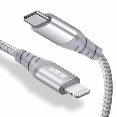 Esr Usb-C To Lightning Cable, (1 Meter, Mfi-Certified), Pd Fast Charging Adapter Cable For Iphone 13/13 Mini/13 Pro/13 Pro Max/12/12 Mini/12 Pro/12 Pro Max/Se 2022/11/Xr,Braided Nylon,(Pack of 1),Silver Esr Usb-C To Lightning Cable, (1 Meter, Mfi-Certified), Pd Fast Charging Adapter Cable For Iphone 13/13 Mini/13 Pro/13 Pro Max/12/12 Mini/12 Pro/12 Pro Max/Se 2022/11/Xr,Braided Nylon,(Pack of 1),Silver