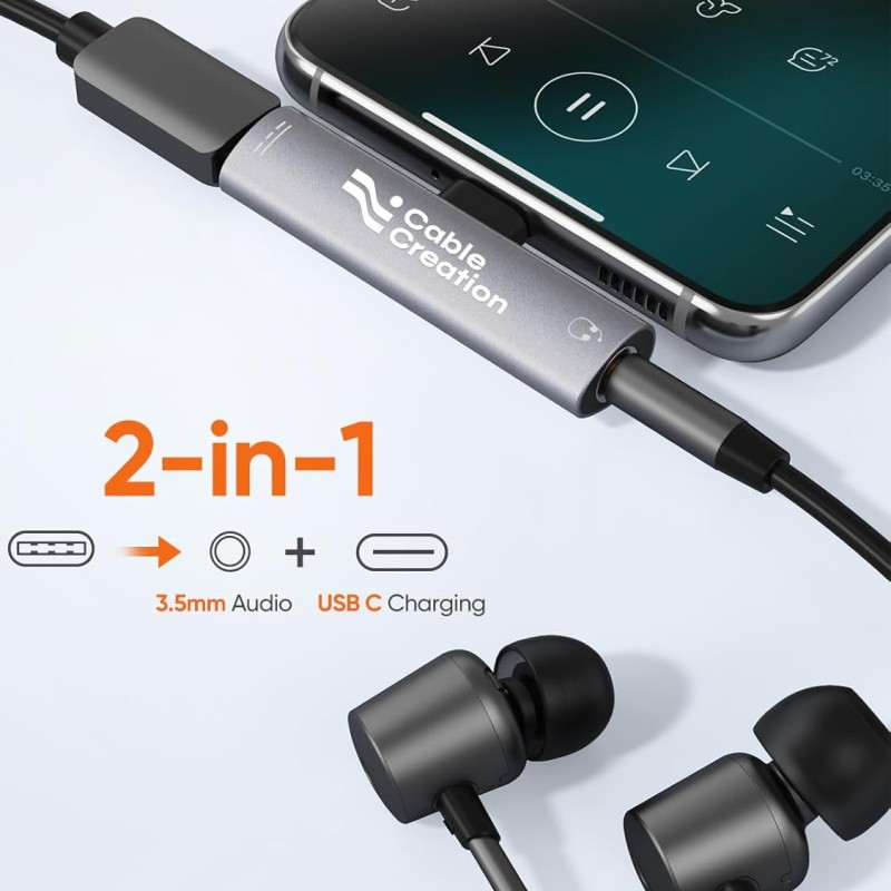 CableCreation USB Type C to 3.5mm Headphone Audio Adapter with PD Fast Charging Adapter, Compatible with OnePlus Nord 2T/10 Pro,Pixel 2/2XL/3/3XL, Note 10/9, Galaxy S22/S20/S20+ CableCreation USB Type C to 3.5mm Headphone Audio Adapter with PD Fast Charging Adapter, Compatible with OnePlus Nord 2T/10 Pro,Pixel 2/2XL/3/3XL, Note 10/9, Galaxy S22/S20/S20+