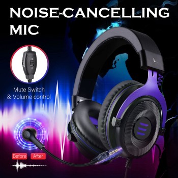 EKSA E900 Gaming Headset for Xbox - PC Headset Wired Gaming Headphones with Noise Canceling Mic, Over Ear Headphones Compatible with PS4, Xbox One, Nintendo Switch, PC, Mac, Laptop(PURPLE) EKSA E900 Gaming Headset for Xbox - PC Headset Wired Gaming Headphones with Noise Canceling Mic, Over Ear Headphones Compatible with PS4, Xbox One, Nintendo Switch, PC, Mac, Laptop(PURPLE)
