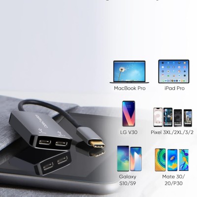 CableCreation USB C Headphone Audio Adapter, 2-in-1 Type-C to Dual Type-C hub Digital Audio& PD Charging Adapter,USB C Splitter for Google Pixel 2/3, Galaxy Note 9/S8/S9/S10