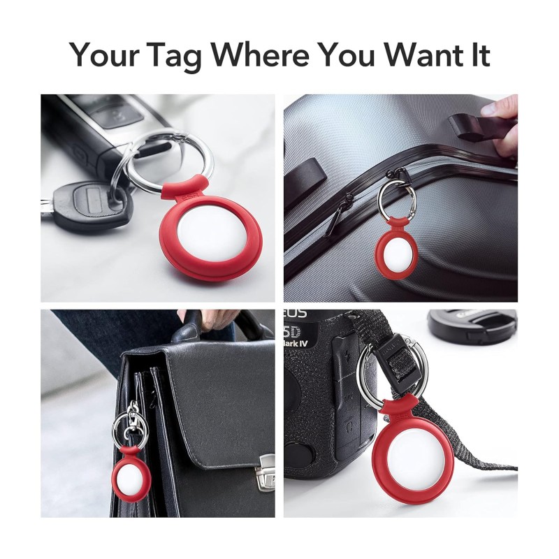 ESR Tag Keychain, Silicone Case Compatible with AirTag (2021), 2 Pack, Soft and Flexible Tag Holder, Portable Protective Cover, Keeps Signal Strong, Cloud Series,Black/Red ESR Tag Keychain, Silicone Case Compatible with AirTag (2021), 2 Pack, Soft and Flexible Tag Holder, Portable Protective Cover, Keeps Signal Strong, Cloud Series,Black/Red