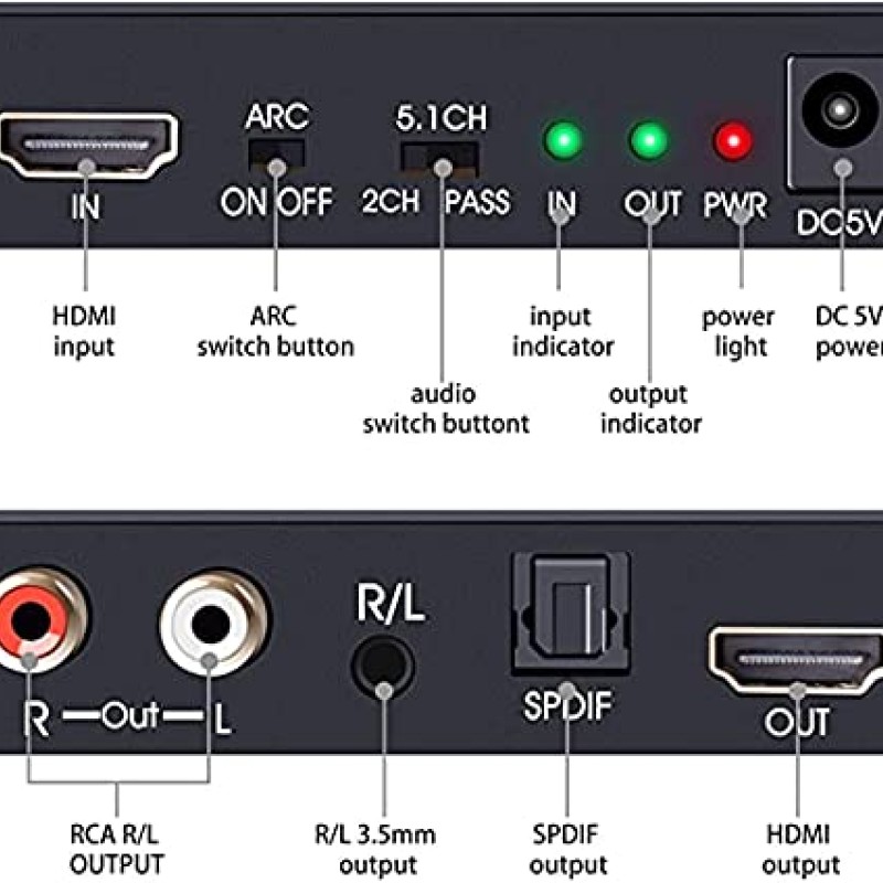 Sprugal HDMI Audio Extractor Dolby Digital/DTS HDR10 4k 60HZ, HDMI to HDMI with Audio Optical Toslink SPDIF + 3.5mm/RCA Stereo HDMI to Audio Converter Adapter HDMI 2.0b, Supports ARC, 18Gpbs Bandwidth Sprugal HDMI Audio Extractor Dolby Digital/DTS HDR10 4k 60HZ, HDMI to HDMI with Audio Optical Toslink SPDIF + 3.5mm/RCA Stereo HDMI to Audio Converter Adapter HDMI 2.0b, Supports ARC, 18Gpbs Bandwidth