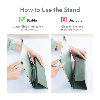 ESR for iPad Pro 11 " Case (2022/2021, 4th/3rd Generation), Translucent St& Case, iPad Pro Cover with Clasp, Auto Sleep & Wake, Pencil 2 Wireless Charging, Ascend Trifold Case, Black