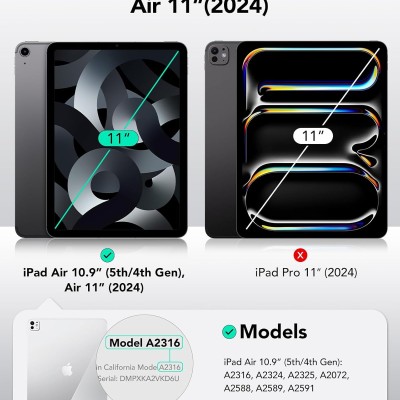 ESR for iPad Air 11 inch Case M2(2024), iPad Air 6th/5th/4th Generation Cover Case (2024/2022/2020), Trifold Stand Smart Case with Clasp, Support Pencil Pro/USB-C Charging, Ascend Series, Forest Green ESR for iPad Air 11 inch Case M2(2024), iPad Air 6th/5th/4th Generation Cover Case (2024/2022/2020), Trifold Stand Smart Case with Clasp, Support Pencil Pro/USB-C Charging, Ascend Series, Forest Green