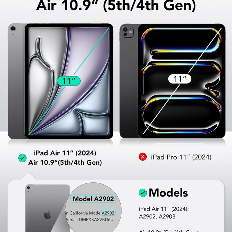 ESR for iPad Air 11 inch Case M2(2024), iPad Air 6th/5th/4th Generation Cover Case (2024/2022/2020), Trifold Stand Smart Case with Clasp, Support Pencil Pro/USB-C Charging, Ascend Series, Forest Green ESR for iPad Air 11 inch Case M2(2024), iPad Air 6th/5th/4th Generation Cover Case (2024/2022/2020), Trifold Stand Smart Case with Clasp, Support Pencil Pro/USB-C Charging, Ascend Series, Forest Green