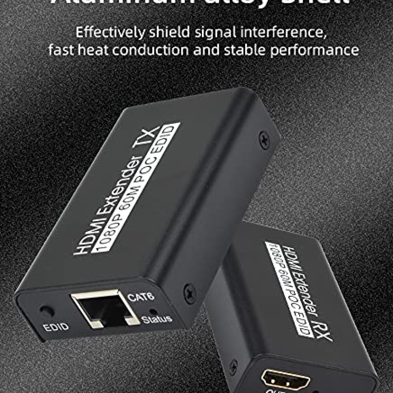 Sprugal HDMI Extender 60m (Transmitter and Receiver) 1080p@60Hz, 3D, Over Single Cat6/Cat6e/Cat 7 Cable Full HD Uncompressed Transmit Up to 196 Ft(60m) || EDID and POC Function Supported || Zero Latency Sprugal HDMI Extender 60m (Transmitter and Receiver) 1080p@60Hz, 3D, Over Single Cat6/Cat6e/Cat 7 Cable Full HD Uncompressed Transmit Up to 196 Ft(60m) || EDID and POC Function Supported || Zero Latency