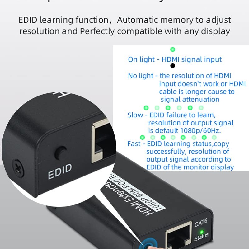 Sprugal HDMI Extender 60m (Transmitter and Receiver) 1080p@60Hz, 3D, Over Single Cat6/Cat6e/Cat 7 Cable Full HD Uncompressed Transmit Up to 196 Ft(60m) || EDID and POC Function Supported || Zero Latency Sprugal HDMI Extender 60m (Transmitter and Receiver) 1080p@60Hz, 3D, Over Single Cat6/Cat6e/Cat 7 Cable Full HD Uncompressed Transmit Up to 196 Ft(60m) || EDID and POC Function Supported || Zero Latency