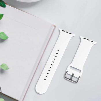 VEMIGON Compatible with Apple Watch Straps 41mm 40mm 38mm, Soft Silicone band with Classic Clasp for iWatch Series 8/7/6/5/4/3/2/1/SE (Watch Not Included)(41/40/38mm, White) VEMIGON Compatible with Apple Watch Straps 41mm 40mm 38mm, Soft Silicone band with Classic Clasp for iWatch Series 8/7/6/5/4/3/2/1/SE (Watch Not Included)(41/40/38mm, White)