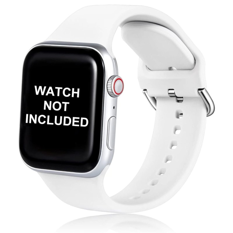 VEMIGON Compatible with Apple Watch Straps 41mm 40mm 38mm, Soft Silicone band with Classic Clasp for iWatch Series 8/7/6/5/4/3/2/1/SE (Watch Not Included)(41/40/38mm, White) VEMIGON Compatible with Apple Watch Straps 41mm 40mm 38mm, Soft Silicone band with Classic Clasp for iWatch Series 8/7/6/5/4/3/2/1/SE (Watch Not Included)(41/40/38mm, White)