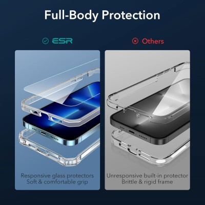 ESR Air Armor 360 Case with Screen Protector, Compatible with iPhone 13 Pro, Full-Body Case, Tough Case, Military-Grade Protection, with Tempered-Glass Screen Protector 2 Pack, Clear ESR Air Armor 360 Case with Screen Protector, Compatible with iPhone 13 Pro, Full-Body Case, Tough Case, Military-Grade Protection, with Tempered-Glass Screen Protector 2 Pack, Clear