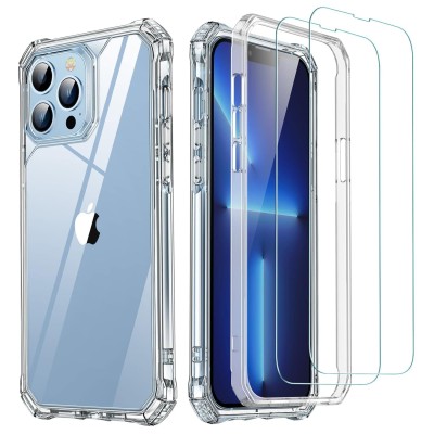 ESR Air Armor 360 Case with Screen Protector, Compatible with iPhone 13 Pro, Full-Body Case, Tough Case, Military-Grade Protection, with Tempered-Glass Screen Protector 2 Pack, Clear ESR Air Armor 360 Case with Screen Protector, Compatible with iPhone 13 Pro, Full-Body Case, Tough Case, Military-Grade Protection, with Tempered-Glass Screen Protector 2 Pack, Clear