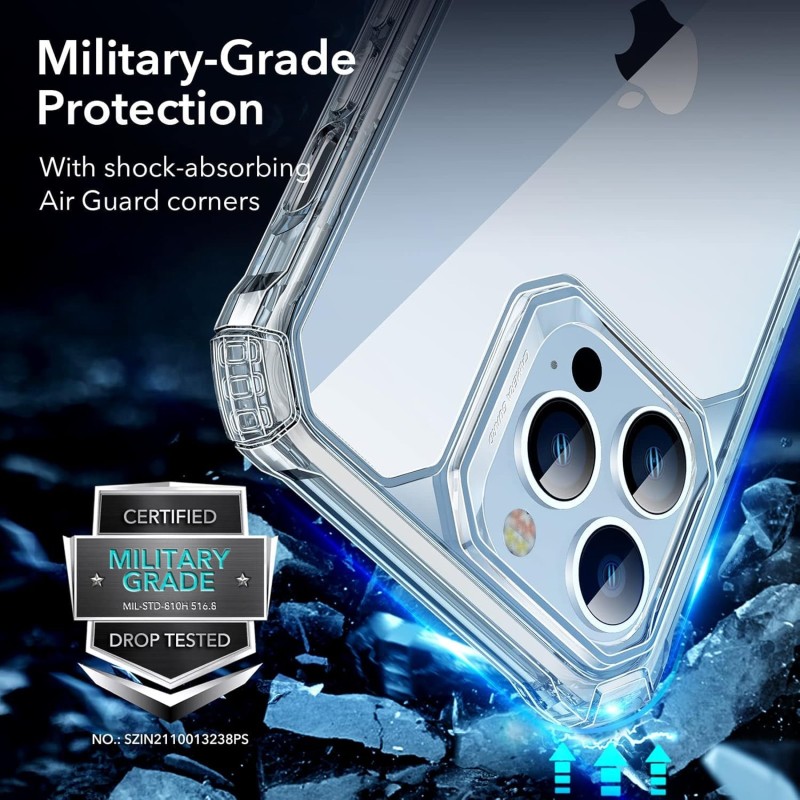 ESR Air Armor 360 Case with Screen Protector, Compatible with iPhone 13 Pro, Full-Body Case, Tough Case, Military-Grade Protection, with Tempered-Glass Screen Protector 2 Pack, Clear ESR Air Armor 360 Case with Screen Protector, Compatible with iPhone 13 Pro, Full-Body Case, Tough Case, Military-Grade Protection, with Tempered-Glass Screen Protector 2 Pack, Clear