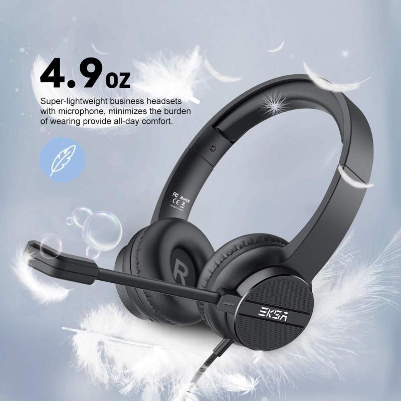 Eksa H12 Wired Over Ear Headphones with Mic Pc Computer, Wired 3.5Mm Connection, in-Line Control for Volume, Noise Cancelling for Mobile, Laptop, Pc, Business Calls and Call Centre with Clear Chat Eksa H12 Wired Over Ear Headphones with Mic Pc Computer, Wired 3.5Mm Connection, in-Line Control for Volume, Noise Cancelling for Mobile, Laptop, Pc, Business Calls and Call Centre with Clear Chat