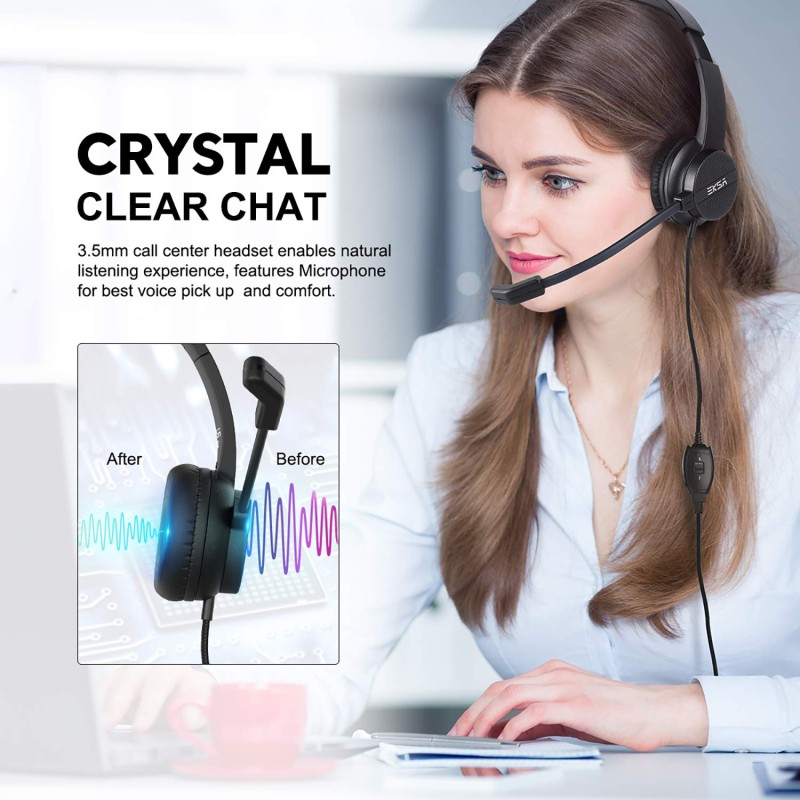 Eksa H12 Wired Over Ear Headphones with Mic Pc Computer, Wired 3.5Mm Connection, in-Line Control for Volume, Noise Cancelling for Mobile, Laptop, Pc, Business Calls and Call Centre with Clear Chat Eksa H12 Wired Over Ear Headphones with Mic Pc Computer, Wired 3.5Mm Connection, in-Line Control for Volume, Noise Cancelling for Mobile, Laptop, Pc, Business Calls and Call Centre with Clear Chat