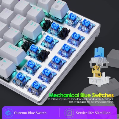 HUO JI Mechanical Gaming Keyboard Blue Switches Hot Swappable, E-YOOSO Z-88 Rainbow LED Backlit, USB Type-C Wired 81 Keys, for Desktop, PC Black HUO JI Mechanical Gaming Keyboard Blue Switches Hot Swappable, E-YOOSO Z-88 Rainbow LED Backlit, USB Type-C Wired 81 Keys, for Desktop, PC Black