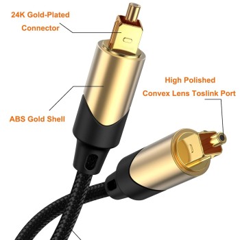 Cablecreation Toslink Cable Male To Male Digital Optical Audio Cable With Gold-Plated Connector For Home Theater, Sound Bar, Vd/Cd Player, Blu-Ray Players, Game Console And More For Television (10Ft)