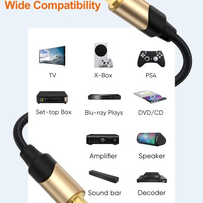 Cablecreation Toslink Cable Male To Male Digital Optical Audio Cable With Gold-Plated Connector For Home Theater, Sound Bar, Vd/Cd Player, Blu-Ray Players, Game Console And More For Television (10Ft)
