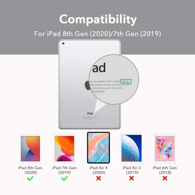 ESR Trifold Case for iPad 9/8/7 Gen (2021, 2020, 2019), Auto Sleep/Wake, Lightweight Hard Case, Trifold Stand, Ascend Series, Gray ESR Trifold Case for iPad 9/8/7 Gen (2021, 2020, 2019), Auto Sleep/Wake, Lightweight Hard Case, Trifold Stand, Ascend Series, Gray