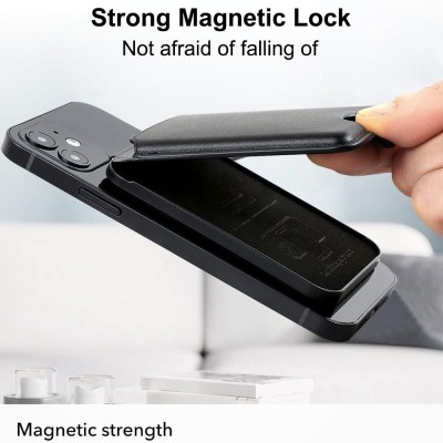 HaloLock Vegan Leather Wallet Stand, MagSafe Wallet and Adjustable Stand, Compatible with iPhone 14/14 Plus/14 Pro/14 Pro Max and 13/12 Series, Not Compatible with 13/12 mini, 3 Card Holder, Black HaloLock Vegan Leather Wallet Stand, MagSafe Wallet and Adjustable Stand, Compatible with iPhone 14/14 Plus/14 Pro/14 Pro Max and 13/12 Series, Not Compatible with 13/12 mini, 3 Card Holder, Black