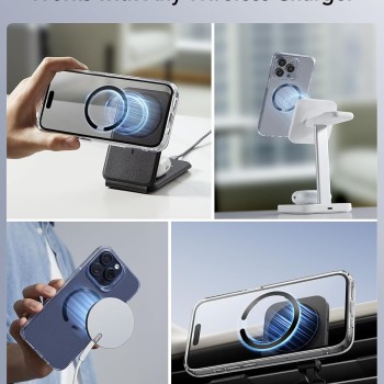 ESR Magnetic Ring 360, Compatible with MagSafe Sticker, Universal Magnetic Kit for iPhone 16/15/14/13/12/11/X Series, Galaxy Samsung