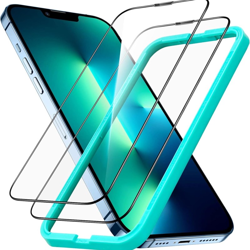 ESR Armorite Screen Protector Compatible with iPhone 13 Pro Max,110 lb of Force Resistance, Ultra-Tough Tempered-Glass with Speaker Shield, Easy Installation Frame, 2 Pack ESR Armorite Screen Protector Compatible with iPhone 13 Pro Max,110 lb of Force Resistance, Ultra-Tough Tempered-Glass with Speaker Shield, Easy Installation Frame, 2 Pack