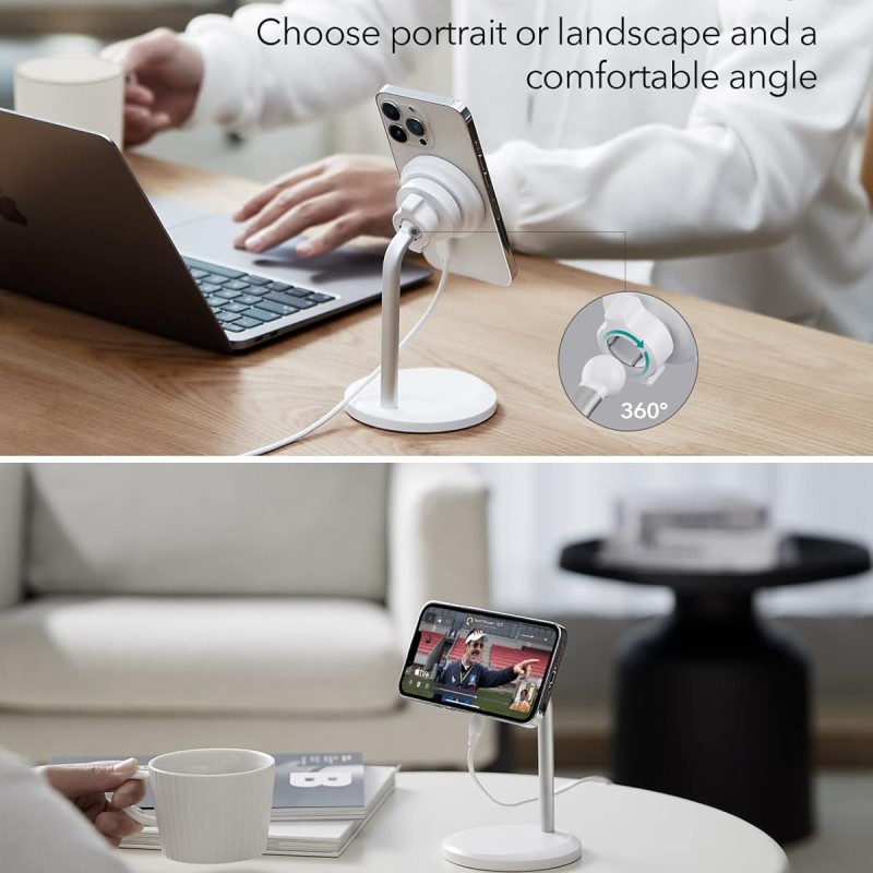 ESR HaloLock Shift Wireless Charger, Compatible with MagSafe Charger Stand, 2 Charging Modes, Detachable Fast Charging Pad, for Caseless iPhone 14/13/12 Series Phones and Magnetic Cases, White ESR HaloLock Shift Wireless Charger, Compatible with MagSafe Charger Stand, 2 Charging Modes, Detachable Fast Charging Pad, for Caseless iPhone 14/13/12 Series Phones and Magnetic Cases, White