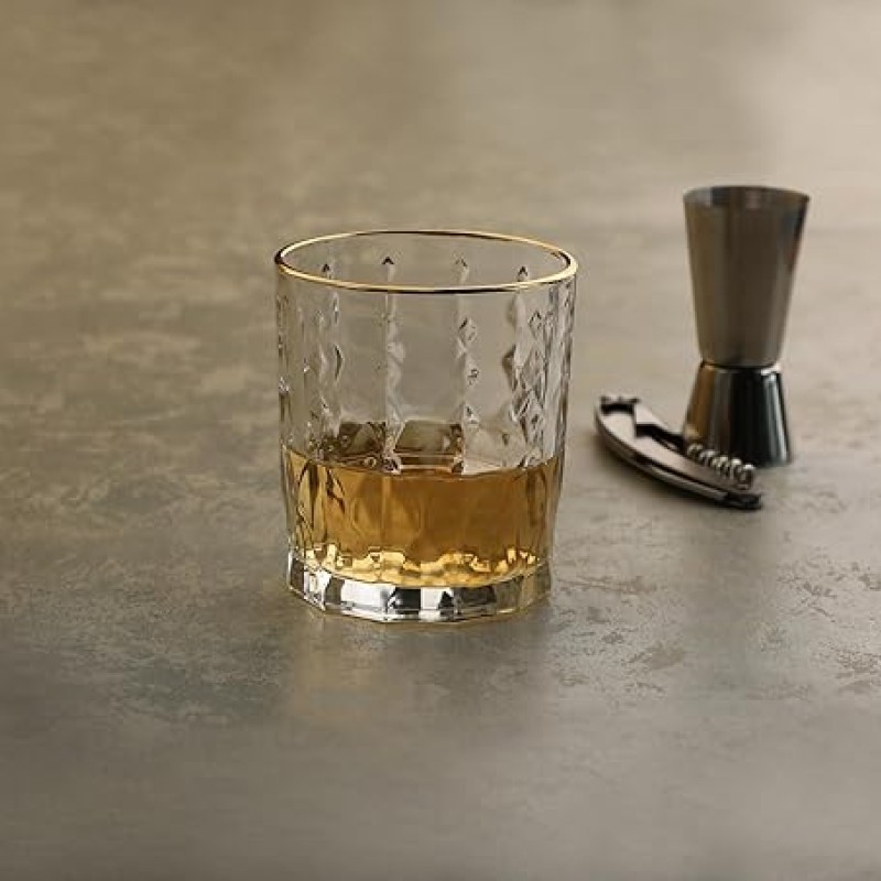 Tokyo Whisky Glass 330 ml - Set of 6 Pcs YG1685 - With Gold Line Tokyo Whisky Glass 330 ml - Set of 6 Pcs YG1685 - With Gold Line