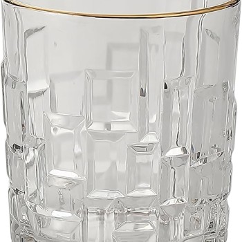 Cairo Whisky Glass 330 ml - Set of 6 Pcs YG1687 - With Gold Line
