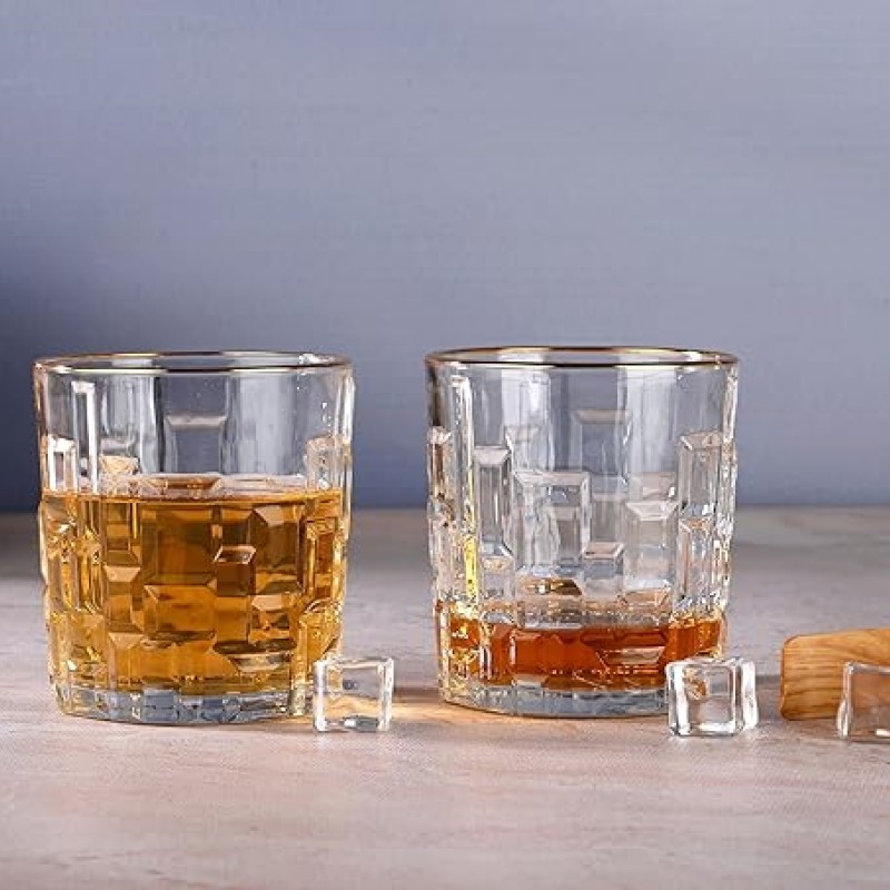 Cairo Whisky Glass 330 ml - Set of 6 Pcs YG1687 - With Gold Line Cairo Whisky Glass 330 ml - Set of 6 Pcs YG1687 - With Gold Line
