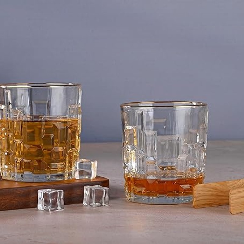 Cairo Whisky Glass 330 ml - Set of 6 Pcs YG1687 - With Gold Line Cairo Whisky Glass 330 ml - Set of 6 Pcs YG1687 - With Gold Line
