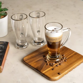 Florida Latte Coffee Mug 285ml Set of 4 Pcs - With Gold Line YG1877