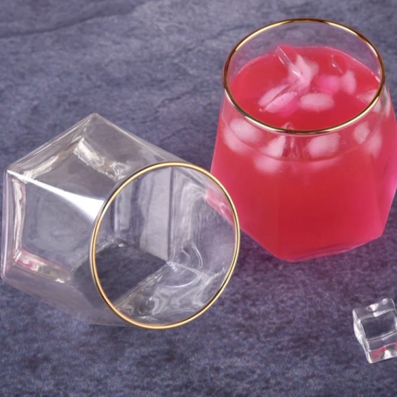 Crystal Juice Glass 280ml - Set of 6 Pcs YG19529 - With Gold Line Crystal Juice Glass 280ml - Set of 6 Pcs YG19529 - With Gold Line
