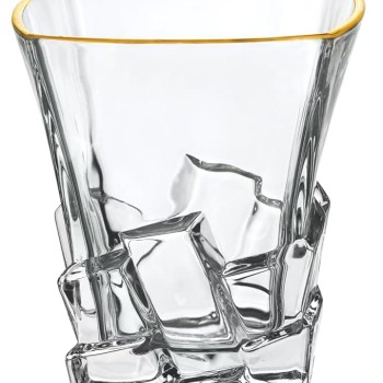 Crystal Whisky Glass - 350ml Set of 6 Pcs YG19543 - With Gold Line