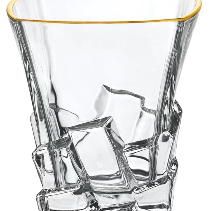 Crystal Whisky Glass - 350ml Set of 6 Pcs YG19543 - With Gold Line Crystal Whisky Glass - 350ml Set of 6 Pcs YG19543 - With Gold Line