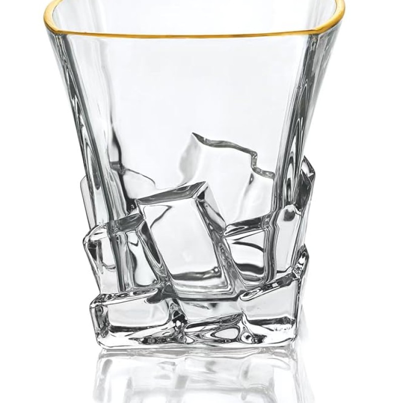 Crystal Whisky Glass - 350ml Set of 6 Pcs YG19543 - With Gold Line Crystal Whisky Glass - 350ml Set of 6 Pcs YG19543 - With Gold Line