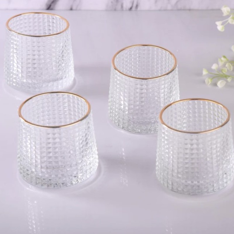 Crystal Rolling Juice Glass - 165 ml Set of 6 Pcs YG19549 -With Gold Line Crystal Rolling Juice Glass - 165 ml Set of 6 Pcs YG19549 -With Gold Line