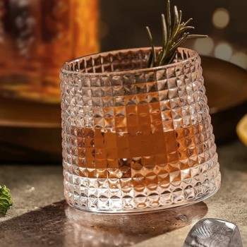 Crystal Rolling Juice Glass - 165 ml Set of 6 Pcs YG19549 -With Gold Line