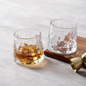 Crystal Rolling Juice Glass 165ml - Set of 6 Pcs  YG19550 - With Gold Line