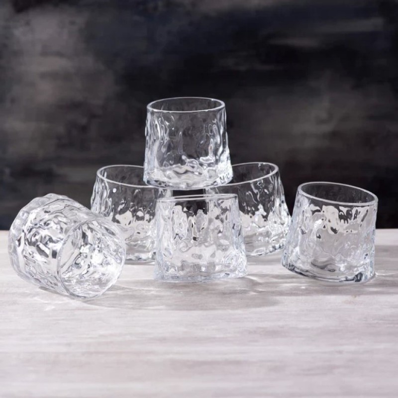 Crystal Rolling Juice Glass 165ml - Set of 6 Pcs YG19550 - With Gold Line Crystal Rolling Juice Glass 165ml - Set of 6 Pcs YG19550 - With Gold Line