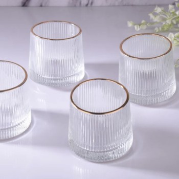 Crystal Rolling Juice Glass 165ml - Set of 6 Pcs with Gold Line YG19551