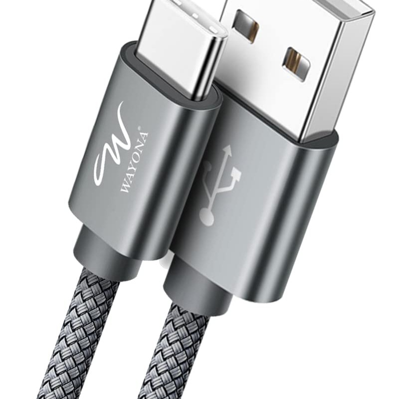 Wayona 6FT 2.8A WC2CG1 2 m USB Type C Cable  (Compatible with Type C Mobile Device, Grey, One Cable)
