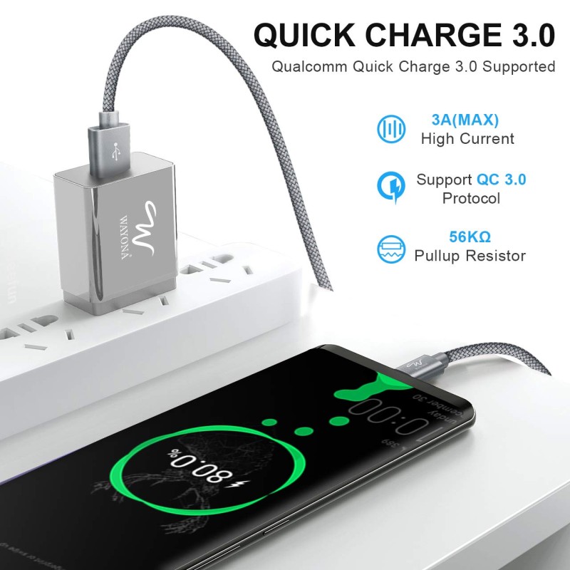Wayona 6FT 2.8A WC2CG1 2 m USB Type C Cable (Compatible with Type C Mobile Device, Grey, One Cable) Wayona 6FT 2.8A WC2CG1 2 m USB Type C Cable (Compatible with Type C Mobile Device, Grey, One Cable)