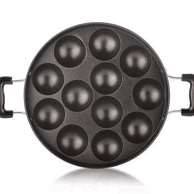 Tosaa Non-Stick 12 Cavity Appam Patra Side Handle with lid, Color May Vary