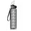 Clazkit Plastic Unbreakable Water Bottle With Motivational Time Marker, Sipper Bottle For Adults, Water Bottle For Gym Office| Water Bottle For Kids Water Bottle For Girls - Black(1 Ltr) 1 Pc