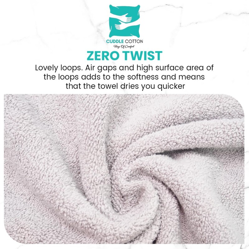 Cuddle Cotton Regalia Zero Twist Bath Towel, 600 GSM, 75 cm x 150 cm, Dove Grey