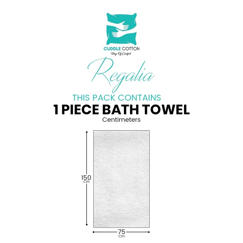 Cuddle Cotton Regalia Zero Twist Bath Towel, 600 GSM, 75 cm x 150 cm, Pearl White